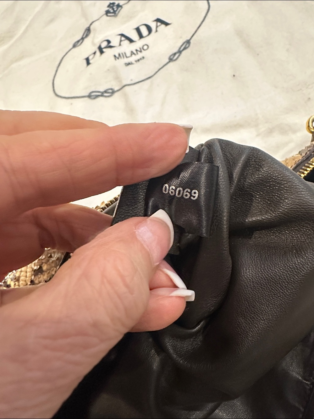 PRADA PITONE PIETRE JEWELED SNAKESKIN BAG - Picture 11 of 15